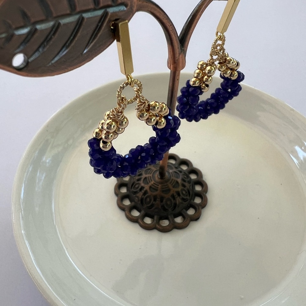 Handmade Sapphire Blue Crystal Earrings - Picture 7 of 10
